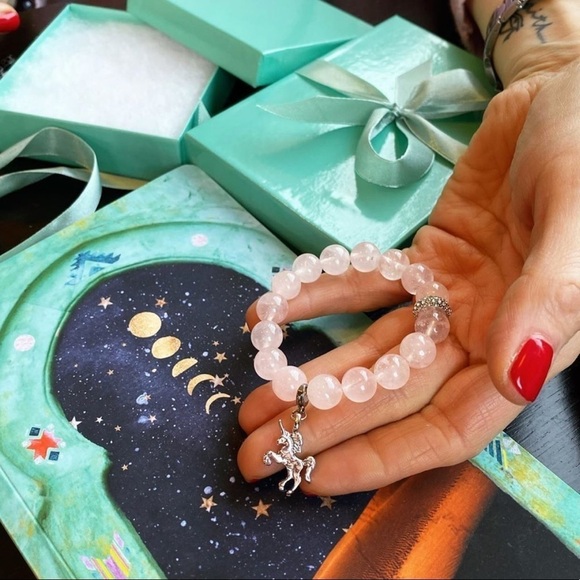 𝅺rose Quartz Unicorn Bracelet - Picture 1 of 1